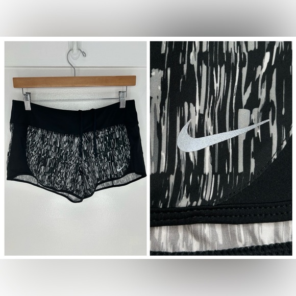 Nike Dri Fit Running Shorts Built in Briefs Womens Size Medium Running Gym Black - Picture 1 of 6